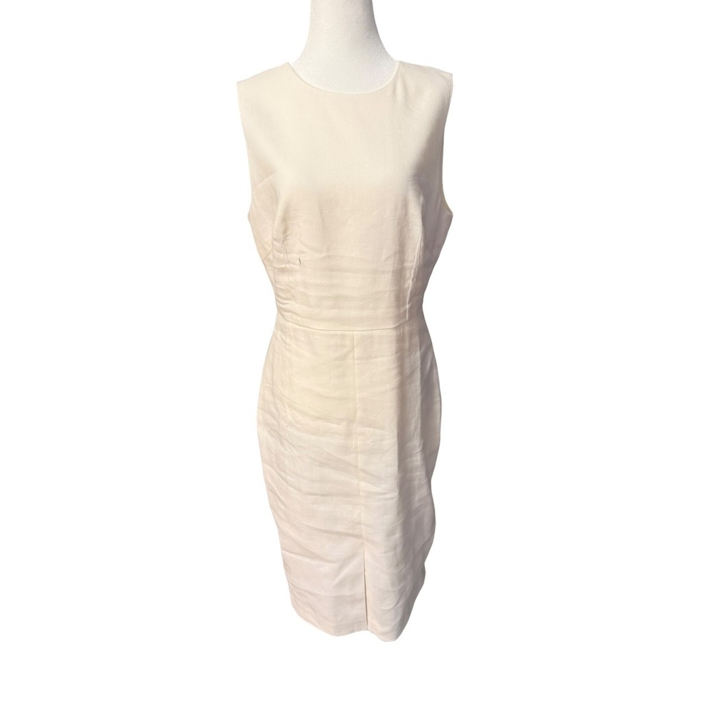 J.Crew Ivory Linen Blend Sleeveless Sheath Dress CA644 Size 10 NWT